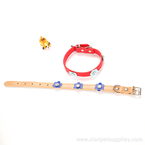 Single Row Small Flower Leather PU Pet Collars